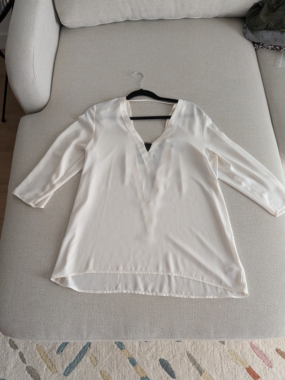 Express Cream V-Neck Tunic Blouse